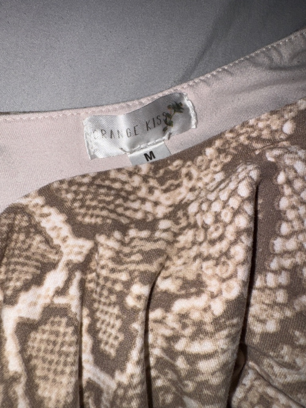 Orange Kiss Women's Snake Print Mini Skirt in Taupe